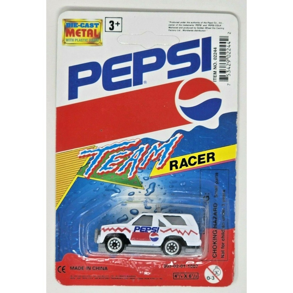 Vintage 1993 Golden Wheel Pepsi Team Racer Die-Cast Car Jeep SUV HW17